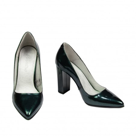 Damen elegante Schuhe 1261 Lack Türkis Perlglanz