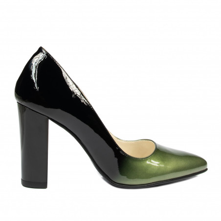 Elegante Damenschuhe 1261 Lack Grün+Schwarz