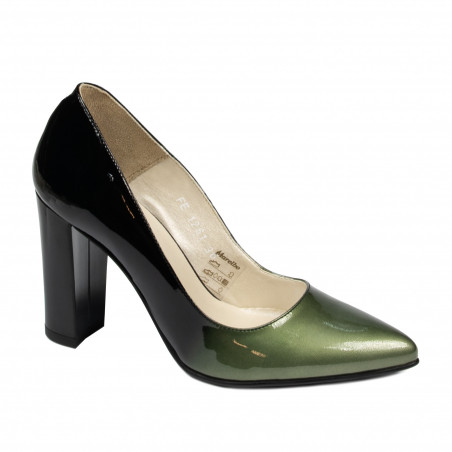 Elegante Damenschuhe 1261 Lack Grün+Schwarz