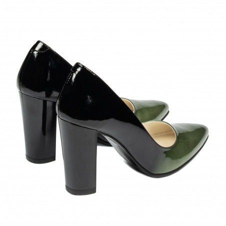 Elegante Damenschuhe 1261 Lack Grün+Schwarz