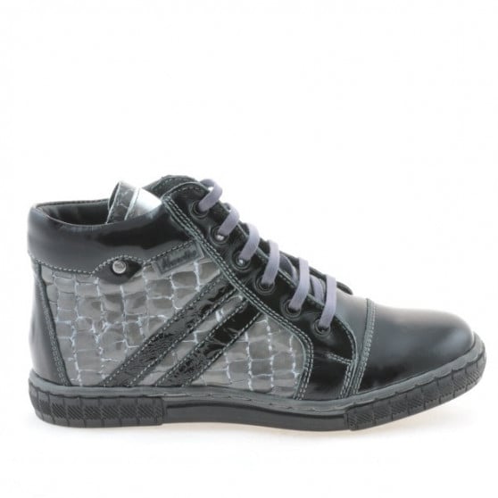 Kinderstiefel 3213 Lack Schwarz+Grau Kinderstiefel 3213 Lack Schwarz+Grau