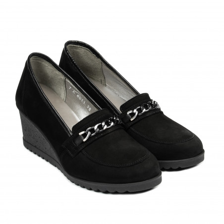 Damen Freizeitschuhe 6011 schwarzes Nubukleder