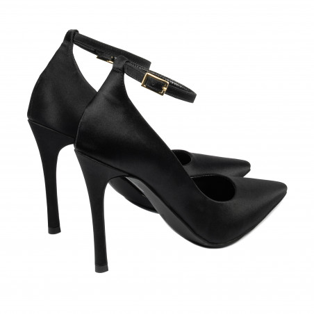Elegante Damenschuhe 1311 schwarzer Satin