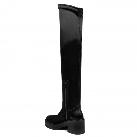 Damenstiefel 3405 kombiniert schwarzer Nubuk