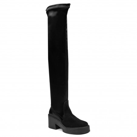 Damenstiefel 3405 kombiniert schwarzer Nubuk