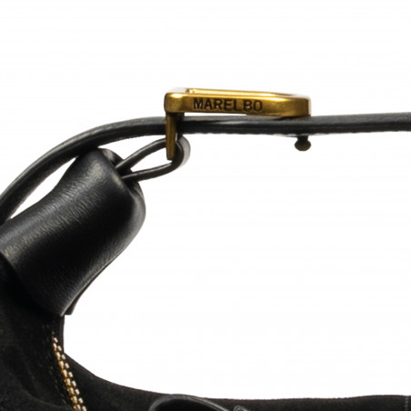 Damentasche Handtasche 037g Wildleder Schwarz