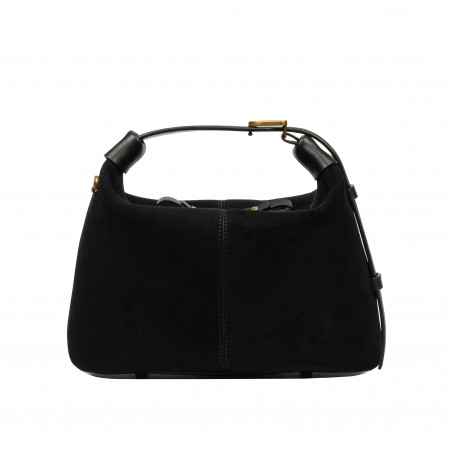 Damentasche Handtasche 037g Wildleder Schwarz