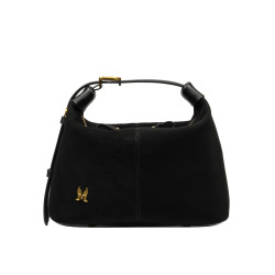 Damentasche Handtasche 037g Wildleder Schwarz