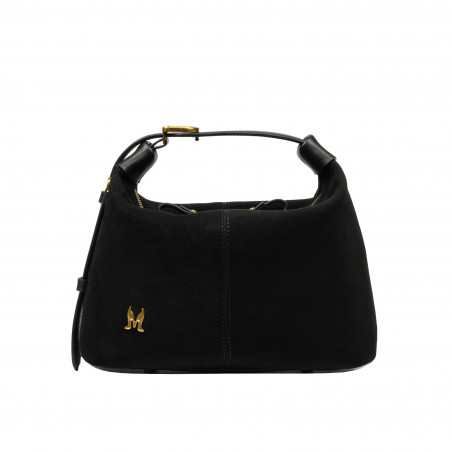 Damentasche Handtasche 037g Wildleder Schwarz