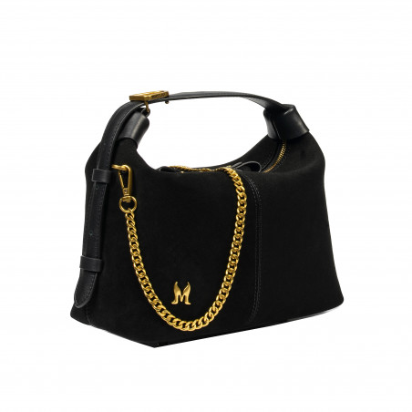 Damentasche Handtasche 037g Wildleder Schwarz