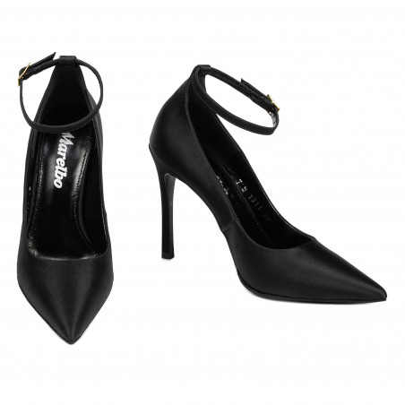 Elegante Damenschuhe 1311 schwarzer Satin