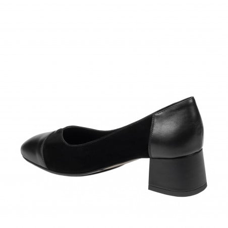 Elegante Damenschuhe 1332 Schwarz Velours kombiniert