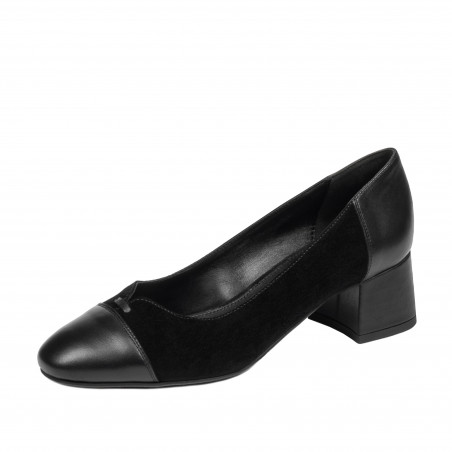 Elegante Damenschuhe 1332 Schwarz Velours kombiniert