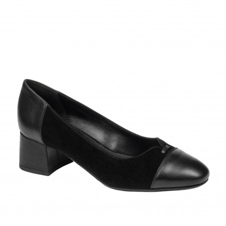 Elegante Damenschuhe 1332 Schwarz Velours kombiniert