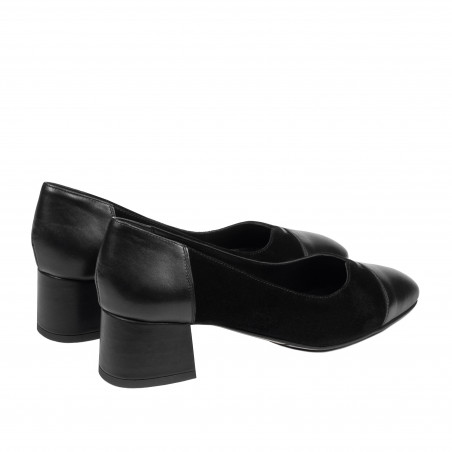 Elegante Damenschuhe 1332 Schwarz Velours kombiniert
