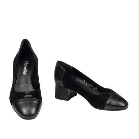 Elegante Damenschuhe 1332 Schwarz Velours kombiniert