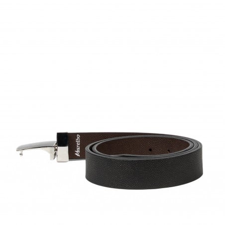 Herrengürtel 62b zweifarbig schwarz Kaviar+braun Kaviar