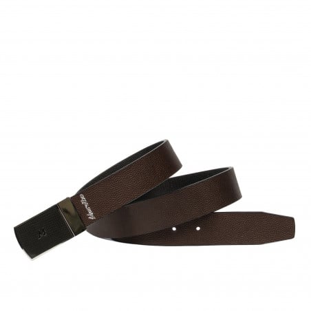 Herrengürtel 62b zweifarbig schwarz Kaviar+braun Kaviar