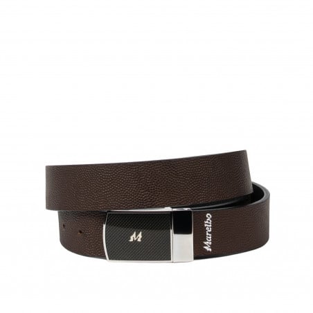 Herrengürtel 62b zweifarbig schwarz Kaviar+braun Kaviar