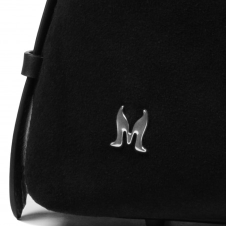 Handtasche Damen 037g 01 schwarzes Wildleder