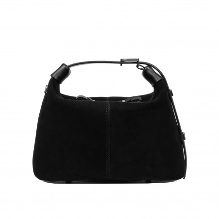 Handtasche Damen 037g 01 schwarzes Wildleder