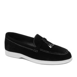 Damen Mokassins 6082 schwarz Veloursleder