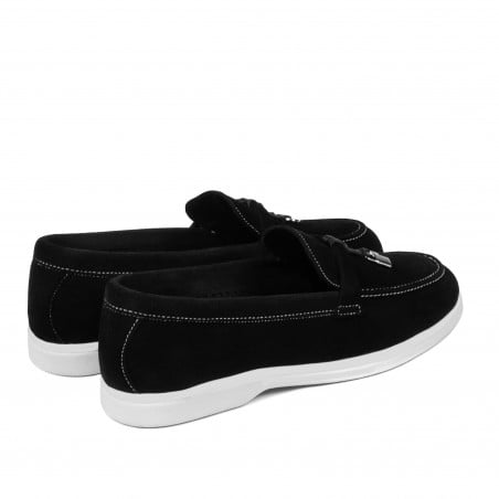 Damen Mokassins 6082 schwarz Veloursleder