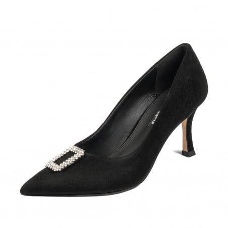 Elegante Damenschuhe 1318 Schwarz Veloursleder