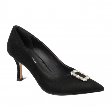Elegante Damenschuhe 1318 Schwarz Veloursleder