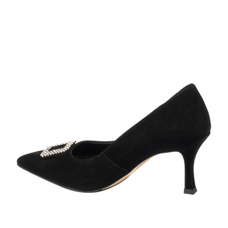 Elegante Damenschuhe 1318 Schwarz Veloursleder