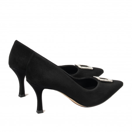 Elegante Damenschuhe 1318 Schwarz Veloursleder