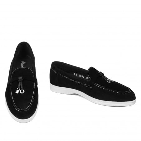 Damen Mokassins 6082 schwarz Veloursleder