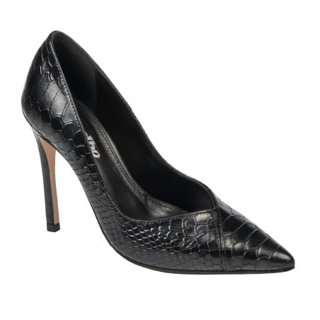 Elegante Damenschuhe 1330 schwarzes Krokodil
