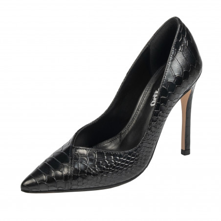 Elegante Damenschuhe 1330 schwarzes Krokodil