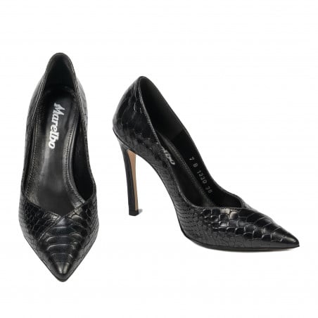 Elegante Damenschuhe 1330 schwarzes Krokodil