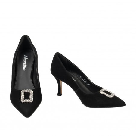 Elegante Damenschuhe 1318 Schwarz Veloursleder