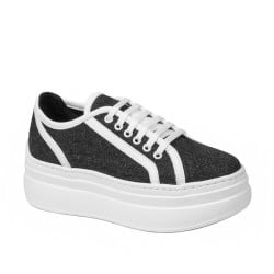 Damen-Sneaker 6089 Jeans Schwarz kombiniert