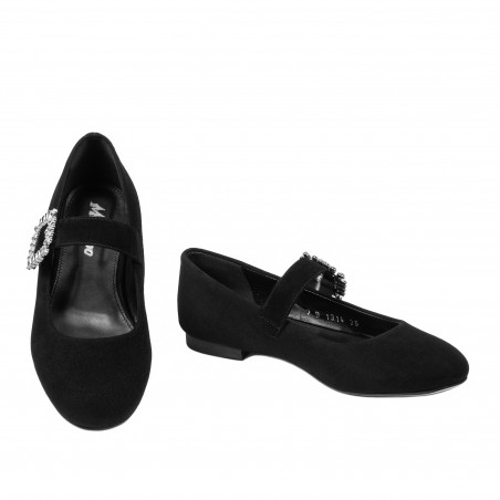 Damen Ballerinas 1314 schwarz Velours