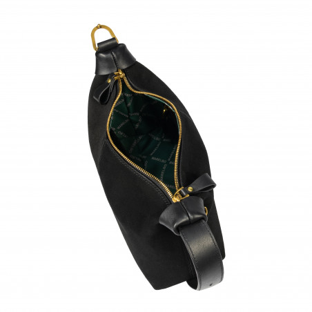 Damentasche Handtasche 037g Wildleder Schwarz
