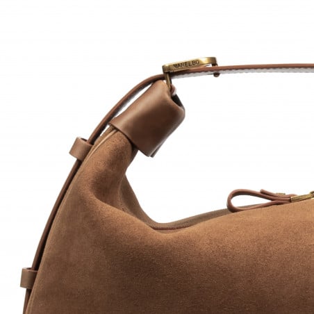 Handtasche Damen 038g dunkelbraunes Wildleder