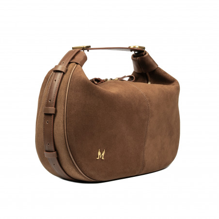 Handtasche Damen 038g dunkelbraunes Wildleder