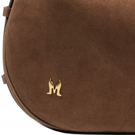 Handtasche Damen 038g dunkelbraunes Wildleder