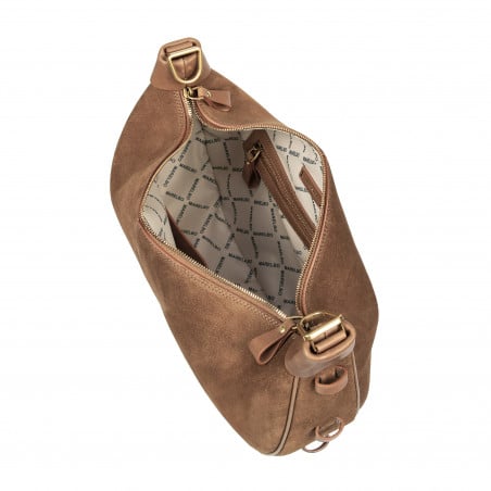 Handtasche Damen 038g dunkelbraunes Wildleder