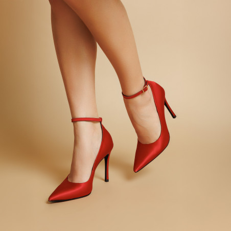 Elegante Damenschuhe 1311 roter Satin