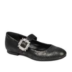 Damen Ballerinas 1314 schwarz geprägt