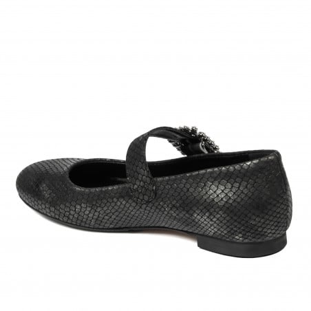 Damen Ballerinas 1314 schwarz geprägt
