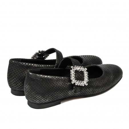 Damen Ballerinas 1314 schwarz geprägt