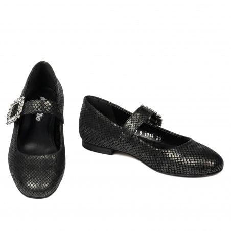 Damen Ballerinas 1314 schwarz geprägt