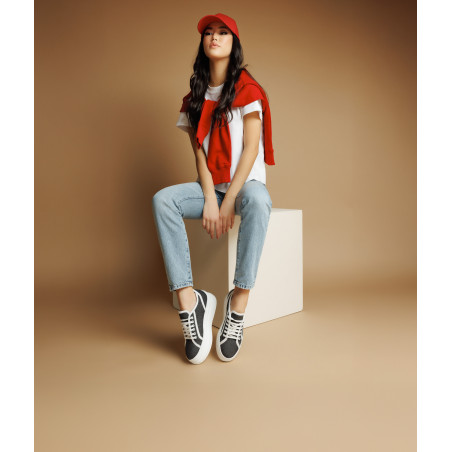 Damen-Sneaker 6089 Jeans Schwarz kombiniert lifestyle