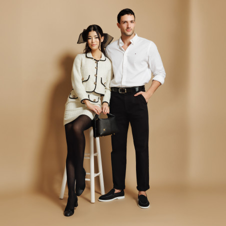 Elegante Damenschuhe 1332 Schwarz Velours kombiniert lifestyle